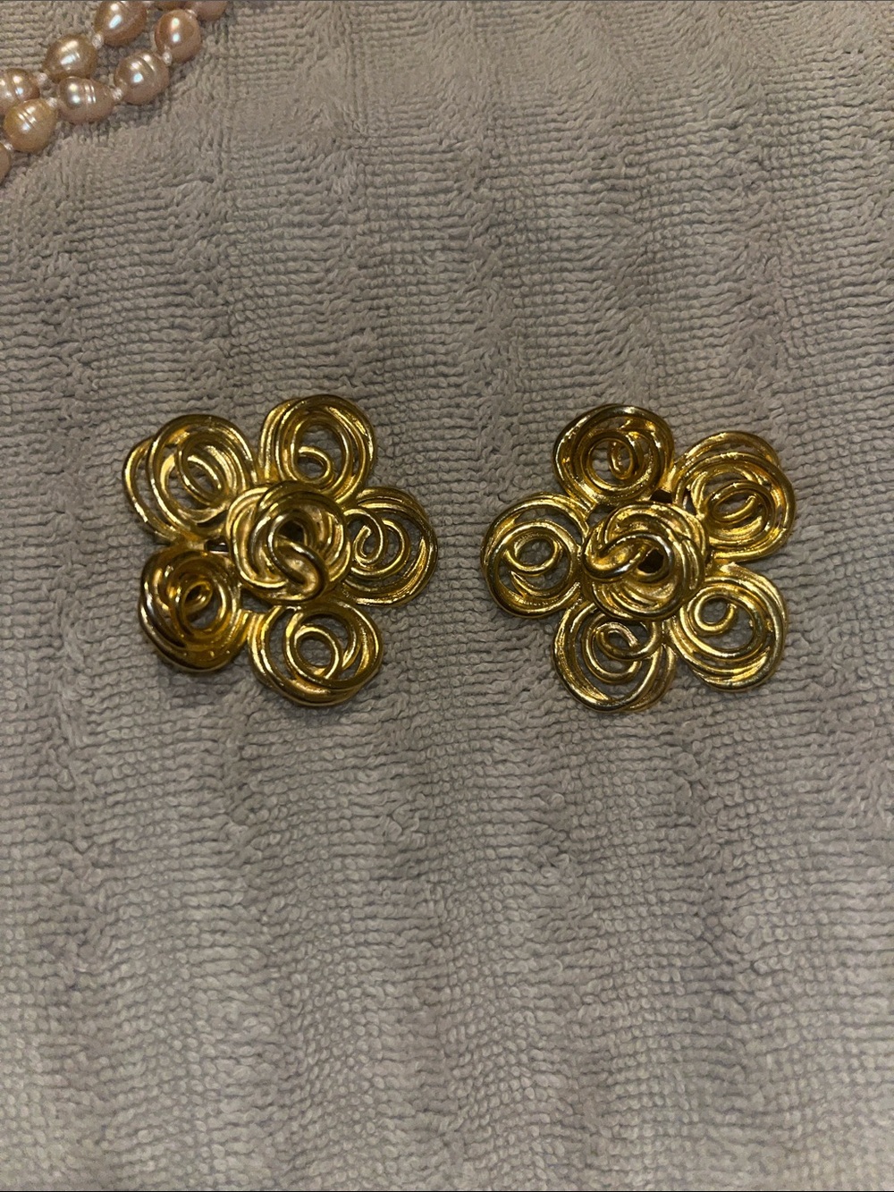 Vintage Orena Paris Gold Openwork Clip-On Earrings -signed